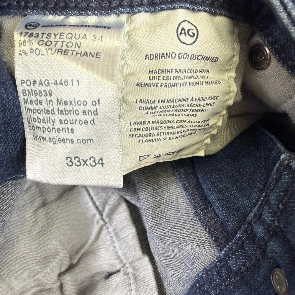 AG Adriano Goldschmied The Tellis Jeans Mens 33x34 Fits 34x32 Blue Modern Slim